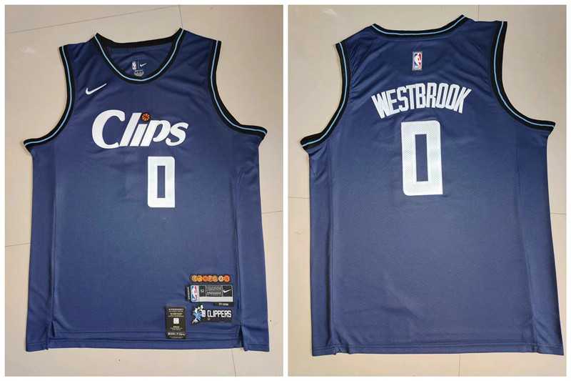 Clippers 0 Russell Westbrook Navy Nike 2023-24 City Edition Swingman Jersey->los angeles clippers->NBA Jersey